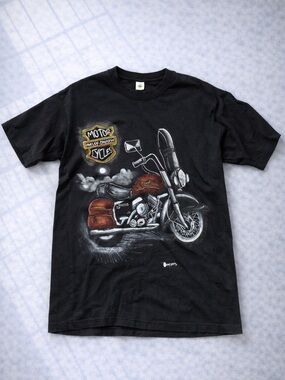 Y2K Biker Graphic T Shirt Motorcycle Harley Style Oversized Grunge Tee
